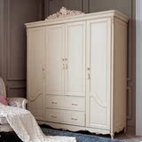 欧美家具实木衣柜古典美式白色实木韩式大衣橱家具推拉门简易衣柜