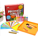 淘气玩家儿童益智玩具安全环保彩砂6色精装礼盒沙画 含沙盘