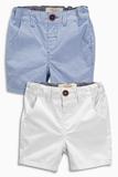 现货 英国NEXT进口童装16春款男童蓝色/白色纯棉休闲沙滩短裤2条