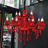 漫咖啡厅灯具红色水晶吊灯酒吧KTV西餐厅个性特色创意吊灯婚纱店