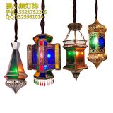 漫咖啡厅吊灯阿拉伯全铜灯具酒店彩色琉璃吊灯个性铜艺特色吊灯饰