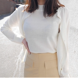 韩国代购Liphop女装2016春款韩版简约纯色薄款假两件淑女针织开衫