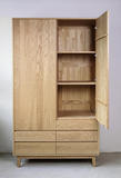 简约现代推拉门简易卧室实木衣柜橡木2门木衣橱收纳整体组装定制