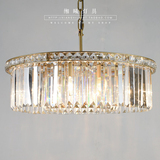 简约欧式创意美式现代金色边框圆形水晶吊灯出口外贸客厅水晶吊灯