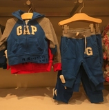 正品代购Gap婴儿326380男宝宝外出服全棉卫衣拉链衫连帽外套