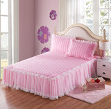 床头罩枕套绗缝加厚纯色夹棉蕾丝床裙床罩床盖单双人床垫保护套
