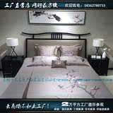 新中式床现代简约床实木双人床婚床酒店别墅会所样板房间工程家具