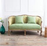 美式仿古做旧客厅实木三人沙发 布艺沙发 双人沙发法式样板间家具