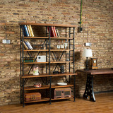 北欧复古铁艺搁架做旧实木书架书柜客厅厨房落地多层收纳置物架