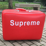 新款旅拍摄影道具红色箱子复古皮箱摆件diy supreme皮箱古着道具