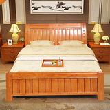实木床橡木床1.5米1.35米1.8米1.2米1米双人床单人床高箱儿童床