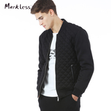 Markless秋季新款男士棒球夹克修身外套男厚款夹棉薄棉衣青年立领