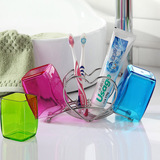 心形不锈钢牙刷架+创意刷牙杯 韩国情侣漱口杯子卫生间牙膏架套装