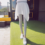 春夏季韩版雪纺裙裤假两件莫代尔打底裤薄款不规则大码外穿长裤仙
