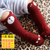 韩国宝宝袜子春秋纯棉1-3岁儿童中筒袜6-12个月婴儿长筒袜过膝袜