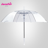 珍妮花透明直柄雨伞加厚透明长柄伞创意透明商务伞英伦风女士雨伞