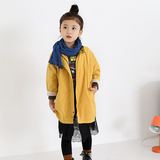2016女童春季新款 韩国时尚帅气糖果色儿童立领全棉风衣亲子外套