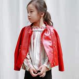 女童皮衣外套修身短款2016春装新款宝宝pu皮夹克3-10岁儿童韩版潮