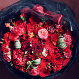【求婚】红玫瑰康乃馨混搭韩式束七夕情人圣诞节鲜花速递成都同城