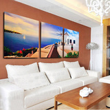 客厅装饰画现代沙发背景手绘风景油画欧式地中海餐厅壁挂画无框画