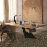 美式loft实木铁艺电脑桌家用高档书桌老板经理办公桌子个性工作台