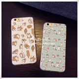 可爱小猫柴犬iPhone6手机壳 苹果6Plus手机壳 卡通蚕丝保护套外壳