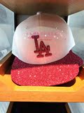 韩国代购 MLB正品 16春夏 LA带钻亮片 可调节时尚平沿 潮人棒球帽