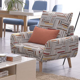 北欧单人布艺沙发椅组合现代简约欧式小户型客厅可拆洗布沙发家具