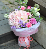 上海鲜花速递朋友妈妈生日送花母亲节鲜花绣球康乃馨紫玫瑰花束