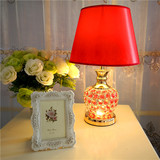 新款喜庆创意时尚浪漫结婚礼物红色水晶苹果暖色卧室床头LED台灯