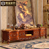 欧式电视柜全实木雕花美式新古典地柜大理石客厅地柜矮柜茶几组合