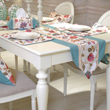 瑞吉家妆地中海风格大花双层精致花边桌旗休闲棉麻桌布茶几布桌垫
