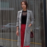 韩国代购 love正品秋季新款魅力女人味优雅时髦格纹西装领外套