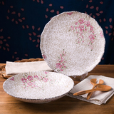 家用创意大圆盘日式和风釉下彩圆形菜盘子陶瓷早餐盘鱼盘餐盘汤盘