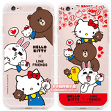 Hello kitty x Line friends布朗熊苹果6s plus透明手机保护软壳