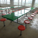 东莞玻璃钢餐桌饭堂餐桌椅八人座餐桌椅组合圆凳桌 食堂用餐桌椅