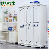韩式田园衣柜儿童简易二三门衣柜衣橱白色实木储物柜简约卧室家具