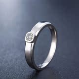 正品定制莫桑石18k白铂金钻石时尚男戒情侣对戒男士结婚戒指