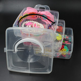 儿童女童发饰品收纳盒发绳发夹手提透明塑料盒整理收纳盒储物箱