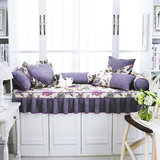 欧式雪尼尔紫色飘窗垫蓝色窗台垫榻榻米坐垫订做卧室海绵田园定做