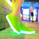 七彩发光女荧光LED带灯鞋USB充电女士鞋底会亮的跳舞鬼步舞板鞋子