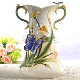 新款方亚手绘陶瓷花瓶摆件客厅装饰花瓶欧式水培花瓶大号兰花花瓶