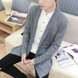 春秋季长袖男士针织衫开衫外套薄款日系毛衣韩版修身长款青年线衣