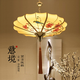 原创简约新中式手绘国画吊灯古典宫灯客厅灯餐厅灯酒店会所工程灯