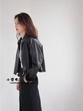 韩国进口 正品代购 东大门春款女装 THE OPEN 复古仿皮翻领短外套