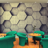 复古怀旧3D立体工装主题墙纸餐厅网吧抽象背景墙壁纸无缝大型壁画