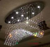 LED波浪水晶客厅吸顶灯椭圆形餐厅吊灯豪华大厅酒店会所工程灯具