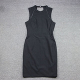 2016夏季新款独家欧美大牌外贸原单女装黑色修身性感礼服裙一步裙