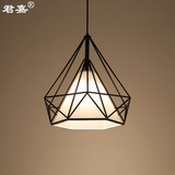创意艺术北欧LED吊灯现代简约铁艺单头卧室书房餐厅钻石鸟笼吊灯