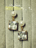 独家定制韩国代购同款珍珠锆石钻石几何简约无耳洞耳夹满包邮